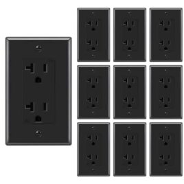 Decorator Receptacle Outlet 20A Black 10Pack