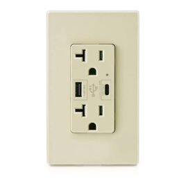 4.8A USB Type C Wall Outlet 20A Ivory