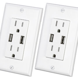 3.1A USB Wall Outlet, 2pack