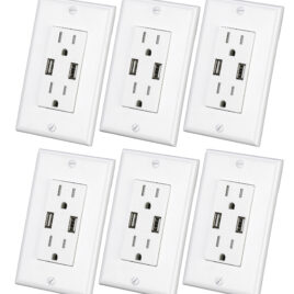 3.1A USB Wall Outlet, 6pack