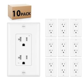 Decorator Receptacle Outlet 20A Snow White 10Pack